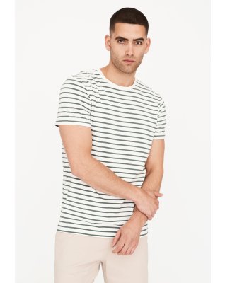 T-shirt 'o-neck', Bambusviskose, Grønstribet