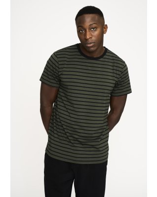 T-shirt "o-neck" | Bambusviskose | Grøn/sort -Resteröds