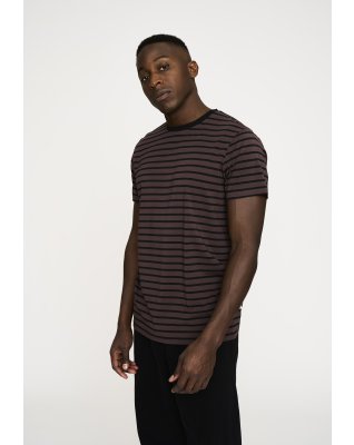 T-shirt "o-neck" | Bambusviskose | Brun/sort -Resteröds