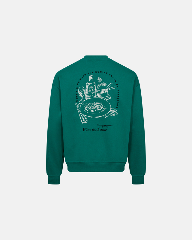 Sweatshirt crewneck "drake" | 100% bomuld | Grøn m. backprint