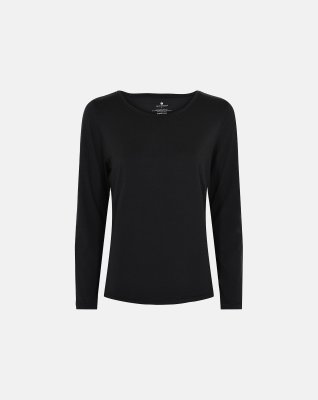 Langærmet t-shirt, Bambusviskose, Sort
