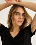T-shirt v-hals, Bambusviskose, Sort