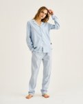 Pyjamasbukser, Bambusviskose, Blåstribet