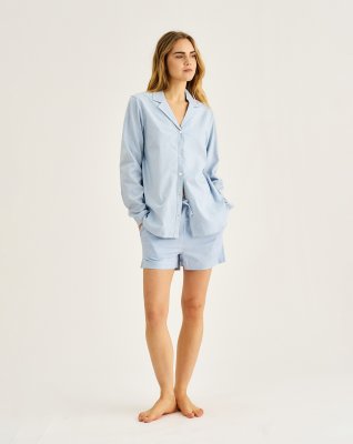 Pyjamasskjorte, Bambusviskose, Blåstribet