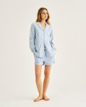 Pyjamasskjorte, Bambusviskose, Blåstribet