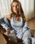 Pyjamasskjorte, Bambusviskose, Blåstribet