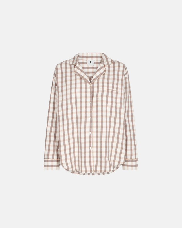Pyjamasskjorte | 100% økologisk bomuld | Rosa ternet
