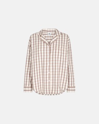 Pyjamasskjorte, 100% økologisk bomuld, Rosa ternet