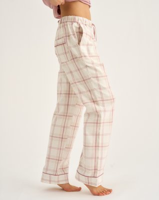 Pyjamasbukser, 100% økologisk bomuld, Rosa stribet