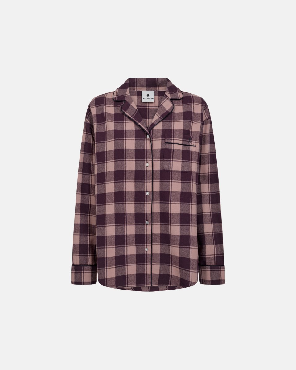 JBS of Denmark Women Pyjamasskjorte | 100% økologisk bomuld | Rosa ternet - S