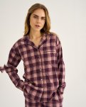 Pyjamasskjorte, 100% økologisk bomuld, Rosa ternet