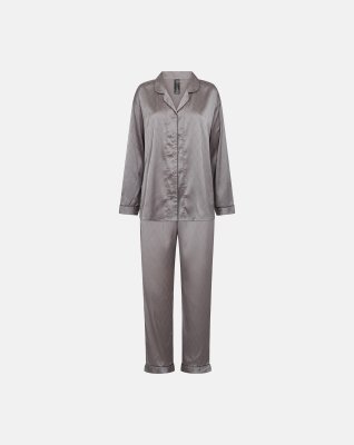 Pyjamas "satin", Polyester, Lys grå