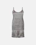 Pyjamas m. shorts "Satin" | Polyester | Lys grå -Hype the Detail