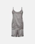 Pyjamas m. shorts "Satin" | Polyester | Lys grå -Hype the Detail