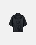 Skjorte m. sommerfugleærmer "Satin" | Polyester | Sort -Hype the Detail