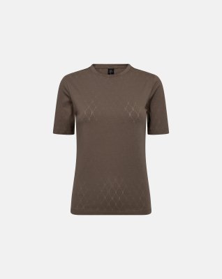 T-shirt "Logo", Bomuld, Brun m. burn-out effekt