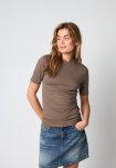 T-shirt "Logo", Bomuld, Brun m. burn-out effekt
