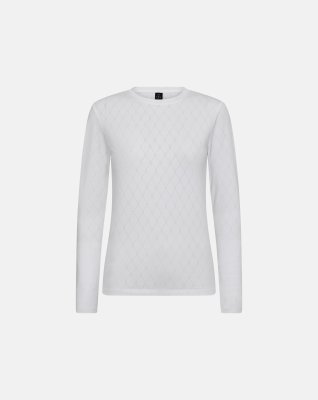 Langærmet t-shirt "Logo", Bomuld, Hvid m. burn-out effekt