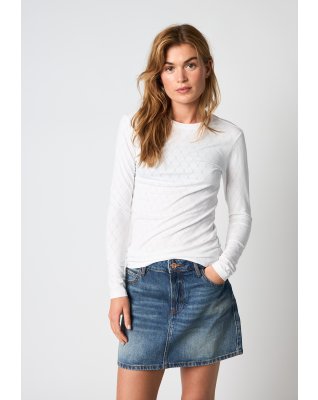 Langærmet t-shirt "Logo" | Bomuld | Hvid m. burn-out effekt -Hype the Detail