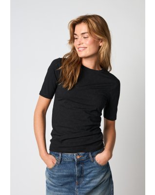 T-shirt "Logo" | Bomuld | Sort m. burn-out effekt -Hype the Detail