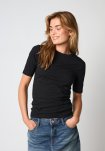 T-shirt "Logo", Bomuld, Sort m. burn-out effekt