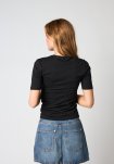 T-shirt "Logo", Bomuld, Sort m. burn-out effekt