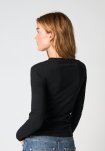 Langærmet t-shirt "Logo", Bomuld, Sort m. burn-out effekt