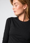 Langærmet t-shirt "Logo", Bomuld, Sort m. burn-out effekt
