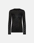 Bluse "Mesh", Polyester, Sort m. guld