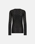 Bluse "Mesh", Polyester, Sort m. guld