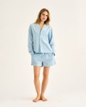 Pyjamasshorts, Bambusviskose, Lys blå