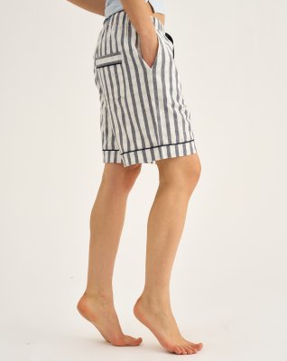 Pyjamasshorts, 100% økologisk bomuld, Navy stribet