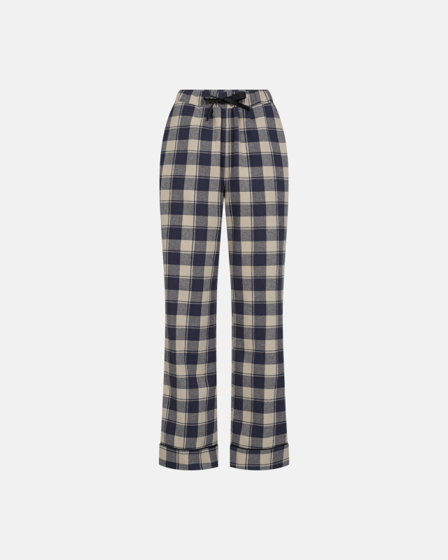Pyjamasbukser | 100% økologisk bomuld | Navy ternet