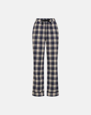 Pyjamasbukser, 100% økologisk bomuld, Navy ternet