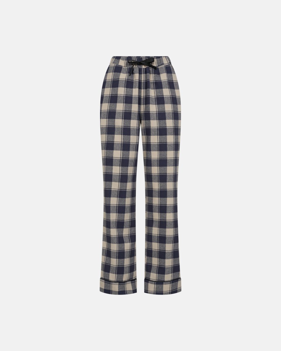 JBS of Denmark Women Pyjamasbukser | 100% økologisk bomuld | Navy ternet - L