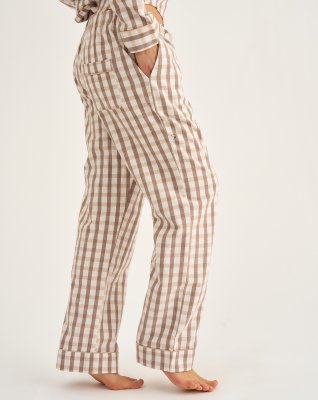 Pyjamasbukser, 100% økologisk bomuld, Rosa ternet