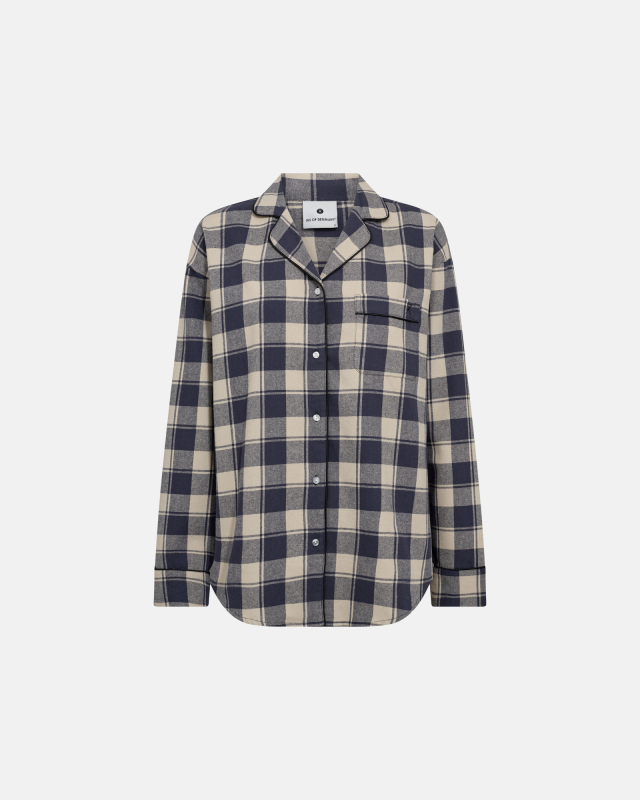 Pyjamasskjorte | 100% økologisk bomuld | Navy ternet