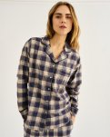 Pyjamasskjorte, 100% økologisk bomuld, Navy ternet