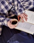 Pyjamasskjorte, 100% økologisk bomuld, Navy ternet