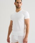 "Black or white" t-shirt v-neck, Bomuld, Hvid