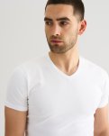 "Black or white" t-shirt v-neck, Bomuld, Hvid
