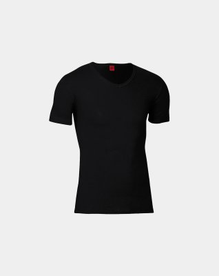 "Black or white" t-shirt v-neck, Bomuld, Sort