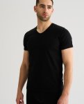 "Black or white" t-shirt v-neck, Bomuld, Sort