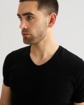 "Black or white" t-shirt v-neck, Bomuld, Sort