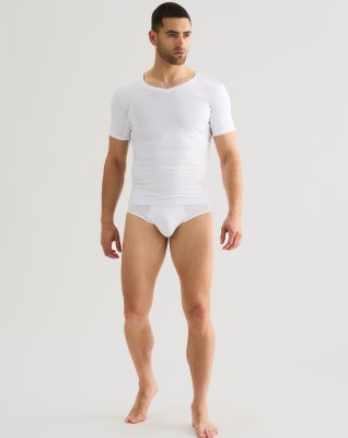 T-shirt "sweatproof" v-neck, Økologisk bambusviskose, Hvid