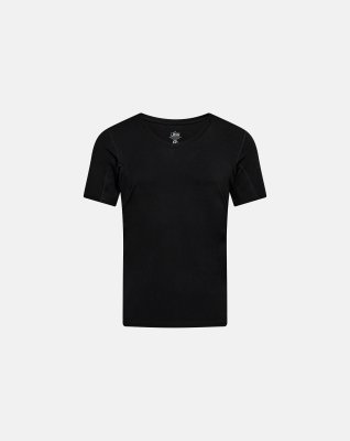T-shirt "sweatproof" v-neck | Økologisk bambusviskose | Sort -JBS