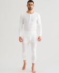 Langærmet t-shirt "grandad" | 100% bomuld | Hvid -JBS