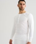 Langærmet t-shirt "grandad" | 100% bomuld | Hvid -JBS