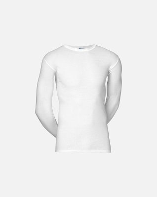 Langærmet t-shirt "original", 100% bomuld, Hvid