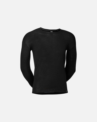 Langærmet t-shirt "wool", 100% merino uld, Sort